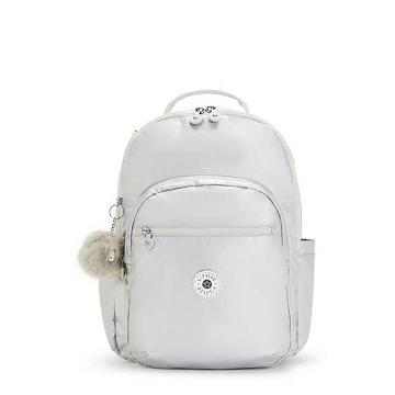 Kipling Seoul Large Metallic 15" Backpack Laptop Táska Fehér | HU 1656YX